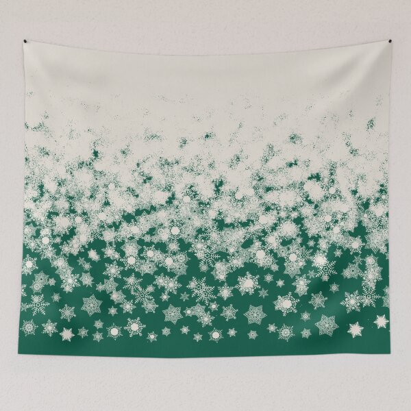 Item preview, Blizzard - Snowy snowflakes on a green background designed and sold by illustratious.