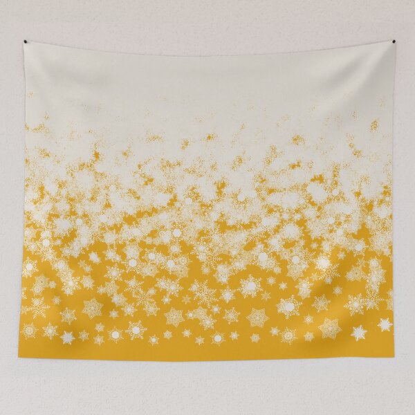 Item preview, Blizzard - Snowy snowflakes on a yellow background designed and sold by illustratious.