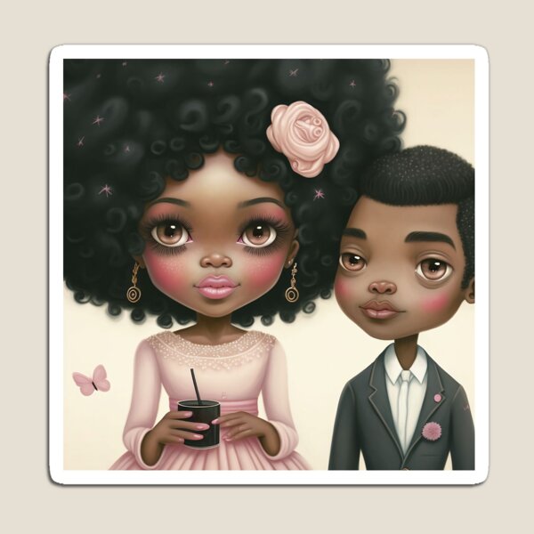 Black Party Couple Magnet