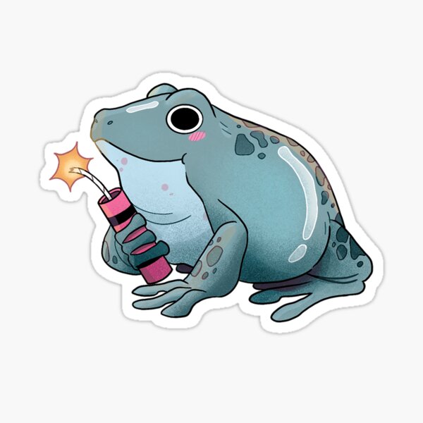 Vista previa del artículo con la obra «Rana Sapo Ribbit con cartucho de dinamita TNT», diseñado y vendido por heyouwitheface.