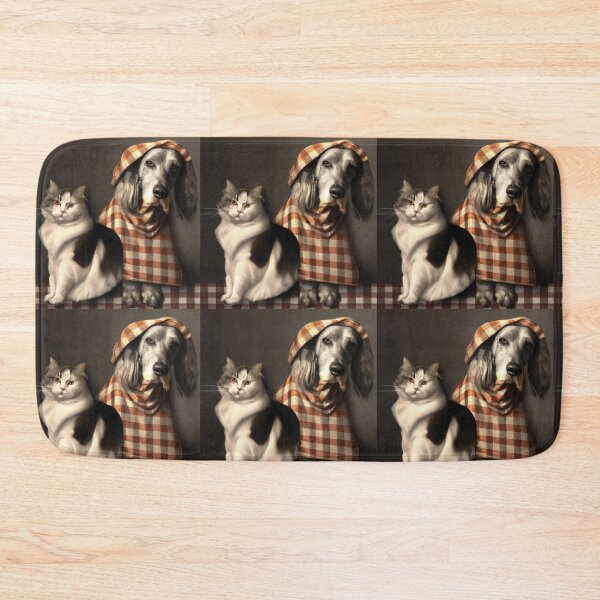 Item preview, Gingham Dog and Calico Cat in style of Rembrandt (AI Generated Art) designed and sold by Cowboy Folly.