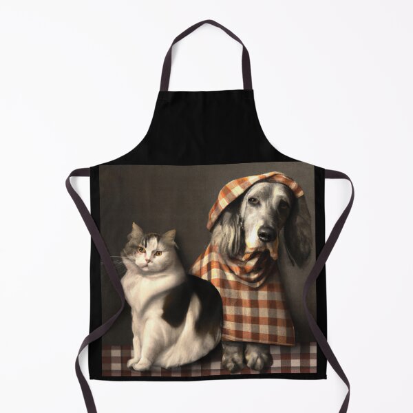 Item preview, Gingham Dog and Calico Cat in style of Rembrandt (AI Generated Art) designed and sold by Cowboy Folly.