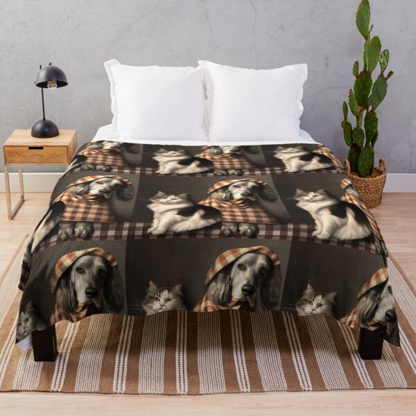 Item preview, Gingham Dog and Calico Cat in style of Rembrandt (AI Generated Art) designed and sold by Cowboy Folly.