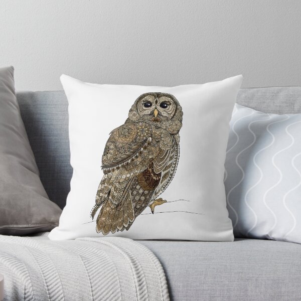 Barred Owl Tangle Throw Pillow