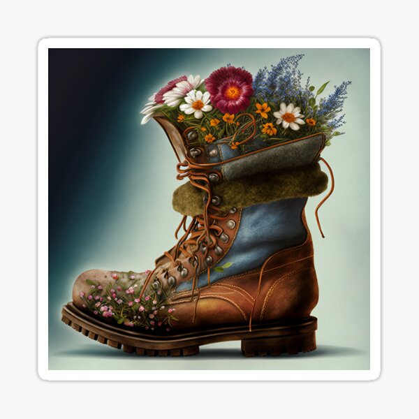 “Boots full of flowers” Sticker for Sale by MotivStyle | Redbubble