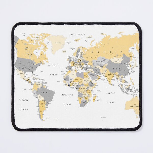Item preview, Map of the World Yellow and Grey designed and sold by UrbanEpiphany.