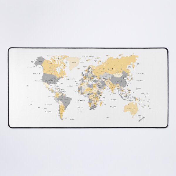 Item preview, Map of the World Yellow and Grey designed and sold by UrbanEpiphany.