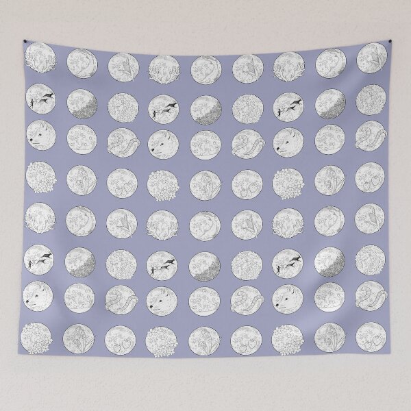 Item preview, Line Drawing Full Moon Sticker Sheet (works best in Medium + above) designed and sold by sarahmutter.