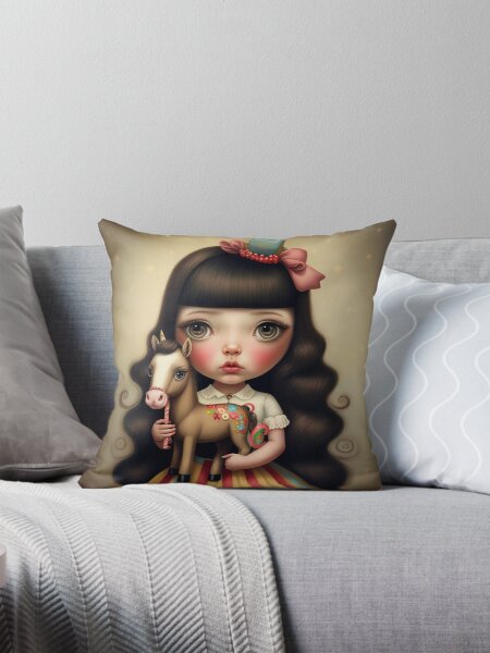 Horse Lover Girl Throw Pillow
