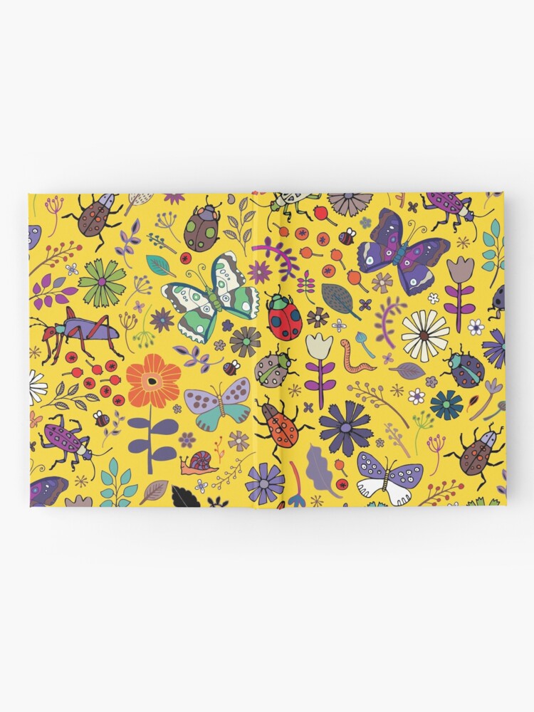 Alternate view of Butterflies, beetles and blooms - Yellow - pretty floral pattern by Cecca Designs  Hardcover Journal