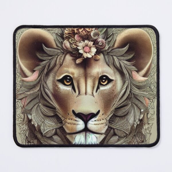 Item preview, Lion with exotic flowers designed and sold by Huesoffun.