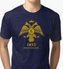 "1453 - Worst Year Ever" Byzantine Eagle Tri-blend T-Shirt