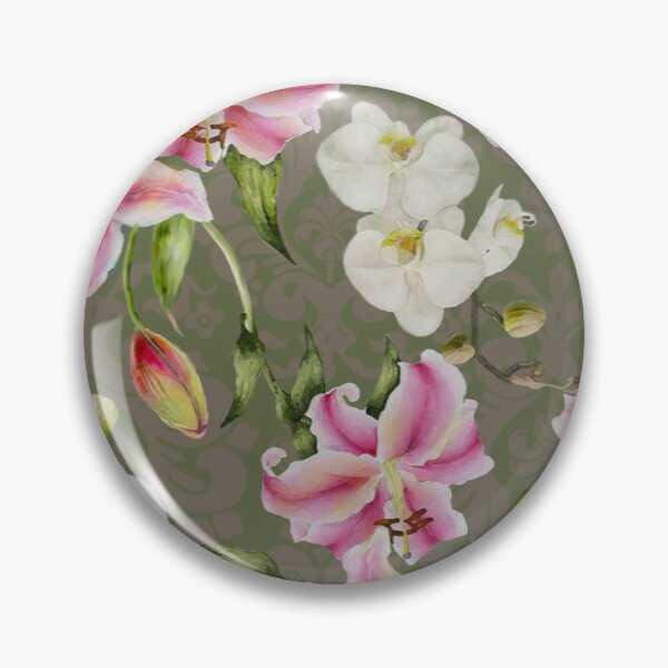 Item preview, Tropical White Orchids And Pink Lilies With Decorative Ornament Background designed and sold by Tina Veenstra.