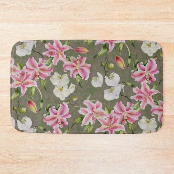 Item preview, Tropical White Orchids And Pink Lilies With Decorative Ornament Background designed and sold by Tina Veenstra.