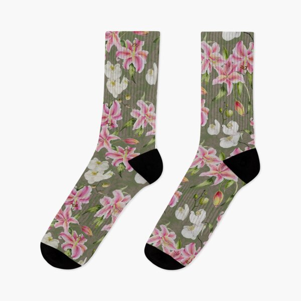 Item preview, Tropical White Orchids And Pink Lilies With Decorative Ornament Background designed and sold by Tina Veenstra.