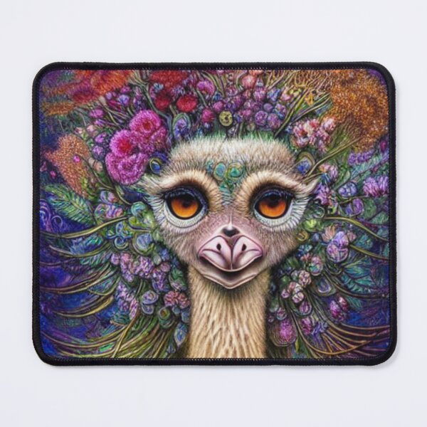 Item preview, Ostrich with exotic flowers, Ostrich South African bird designed and sold by Huesoffun.