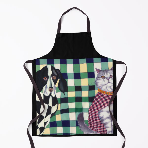 Item preview, Gingham Dog and Calico Cat in Modern Artist style (AI Generated Art) designed and sold by Cowboy Folly.