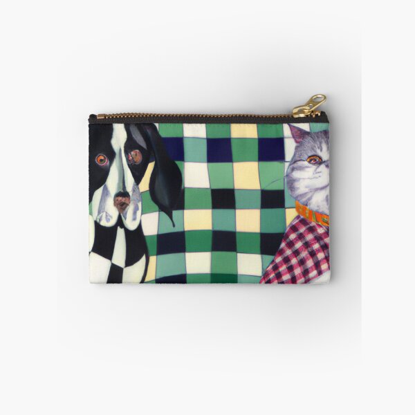 Item preview, Gingham Dog and Calico Cat in Modern Artist style (AI Generated Art) designed and sold by Cowboy Folly.