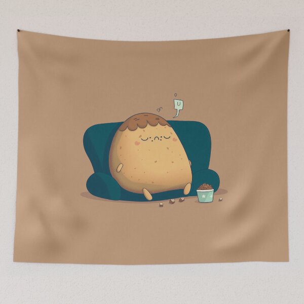 Item preview, lazy couch potato snoring and eating snacks designed and sold by lysabird.