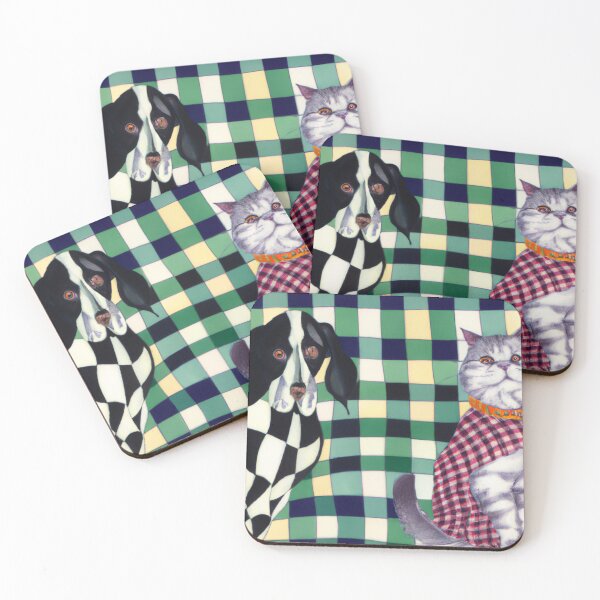 Item preview, Gingham Dog and Calico Cat in Modern Artist style (AI Generated Art) designed and sold by Cowboy Folly.