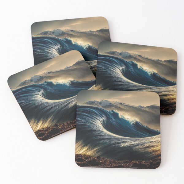 Item preview, Stormy ocean wave glowing in the sun at golden hour. Hurricane sea. designed and sold by justinasv775.