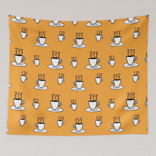 Item preview, Coffe mug pattern in mustard yellow designed and sold by bigmoments.