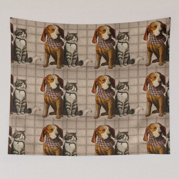 Item preview, Gingham Dog and Calico Cat in style of Leonardo da Vinci (AI Generated Art) designed and sold by Cowboy Folly.