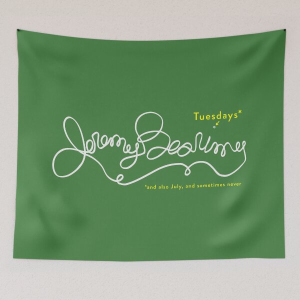 Item preview, Jeremy Bearimy in white (with notation) on Green designed and sold by KingPagla.