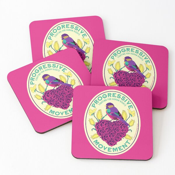 Aperçu de l'œuvre PMD00106 Progressive Movement Designs rose couleurs oiseau sur coeur de roses pour progressistes créée et vendue par ProgressiveLeft.