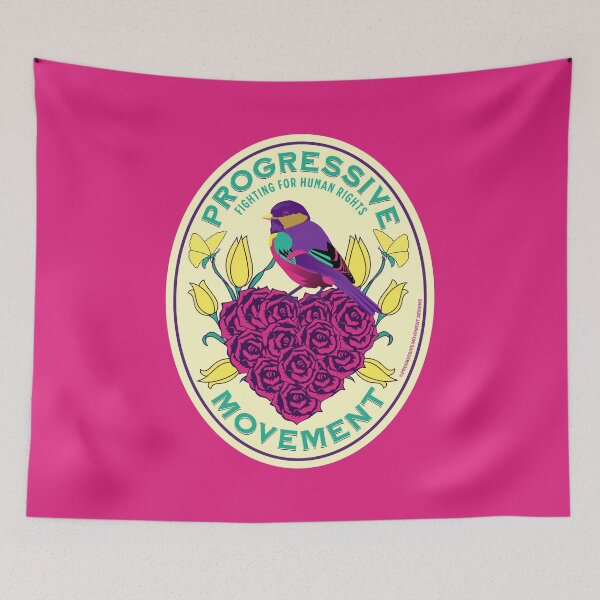 Artikelvorschau, PMD00106 Progressive Movement Designs Rosenfarben Vogel auf Rosenherz für Progressive entworfen und verkauft von ProgressiveLeft.