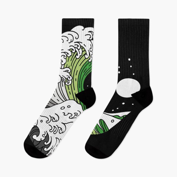 Item preview, Great Wave of Kanagawa Aromantic Flag Aro Pride designed and sold by Queer Pride Shop.