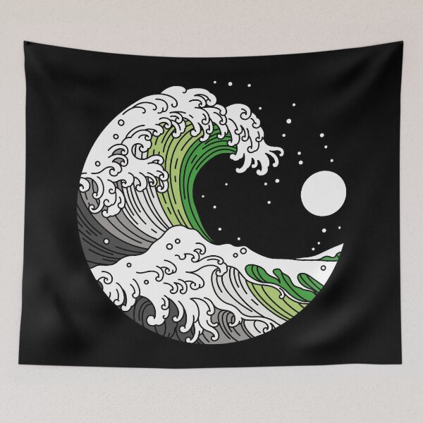 Artikelvorschau, Große Welle von Kanagawa Aromantische Flagge Aro Pride entworfen und verkauft von Queer Pride Shop.