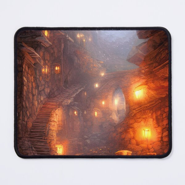 Item preview, Hewn Stone Subterranean City Lit by Torchlight designed and sold by Fractal Journeys, etc. .