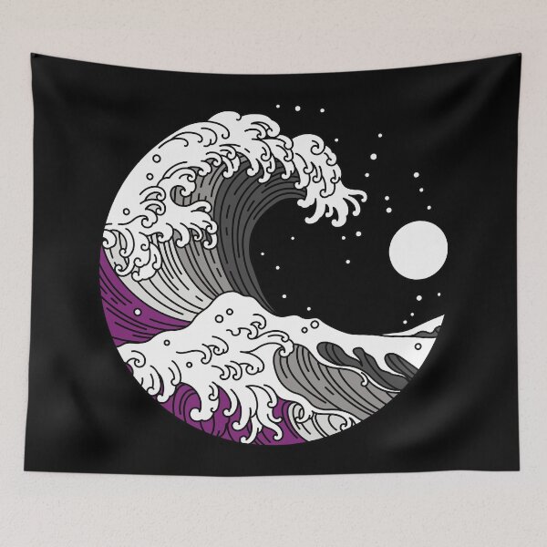 Item preview, Great Wave of Kanagawa Asexual Flag Ace Pride designed and sold by Queer Pride Shop.