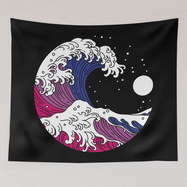 Item preview, Great Wave of Kanagawa Bisexual Flag Bi Pride designed and sold by Queer Pride Shop.