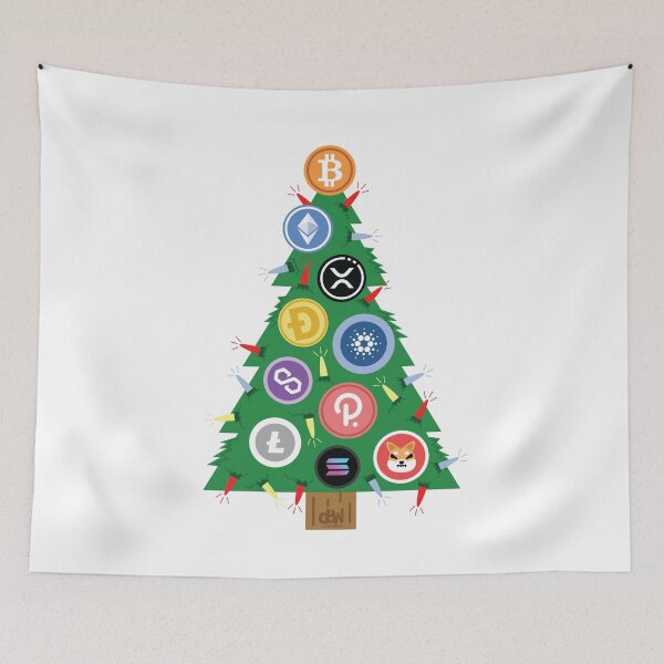 Item preview, Crypto Christmas Tree Cryptocurrency Ornament Bitcoin Ethereum XRP Doge Coin ADA Matic DOT LTC SHIB SOL designed and sold by doseofwin.