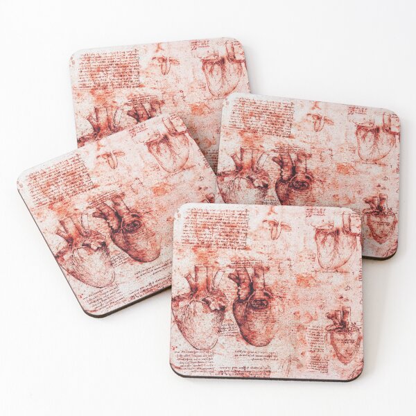 Item preview, Heart And Its Blood Vessels, Leonardo Da Vinci Anatomy Drawings Red Parchment designed and sold by BulganLumini.