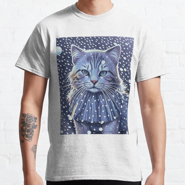 Y2K Emo Cute Chibi Kitty Christmas Cat White Shirt