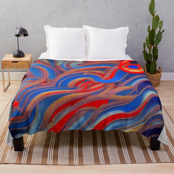 Item preview, Abstract painting of red and  blue swirls designed and sold by David-Howells.