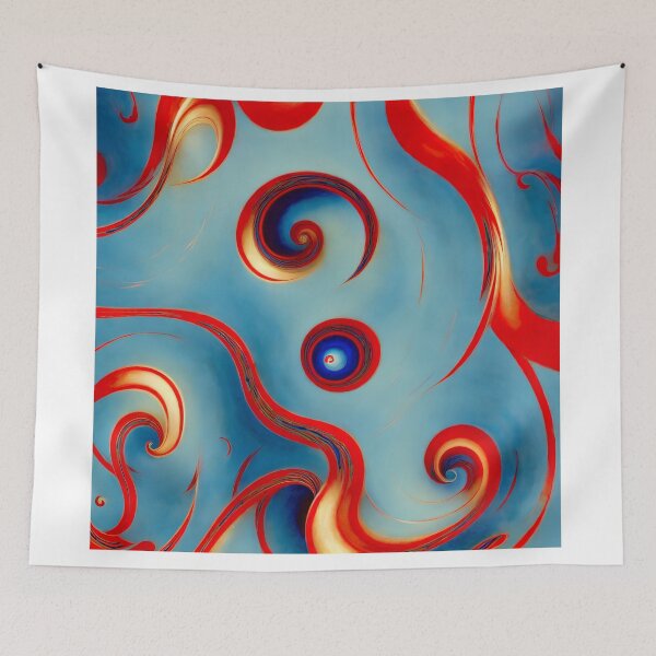 Item preview, Abstract painting of red blue swirls designed and sold by David-Howells.