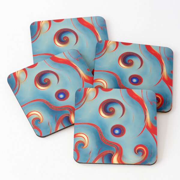 Item preview, Abstract painting of red blue swirls designed and sold by David-Howells.