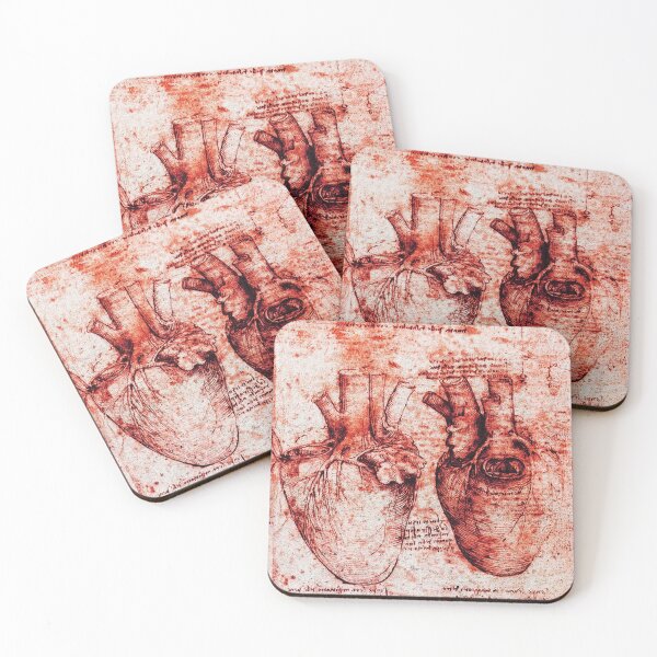 Item preview, Heart And Its Blood Vessels. Leonardo Da Vinci Anatomical Drawing, Antique Red Monochrome designed and sold by BulganLumini.