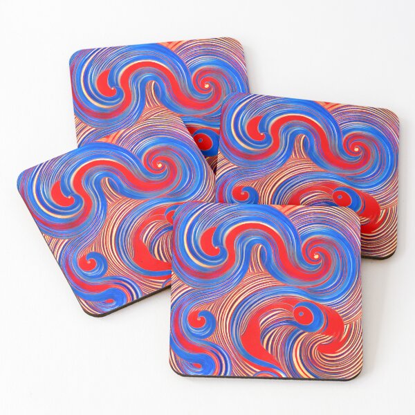 Item preview, Abstract painting of red blue swirls designed and sold by David-Howells.