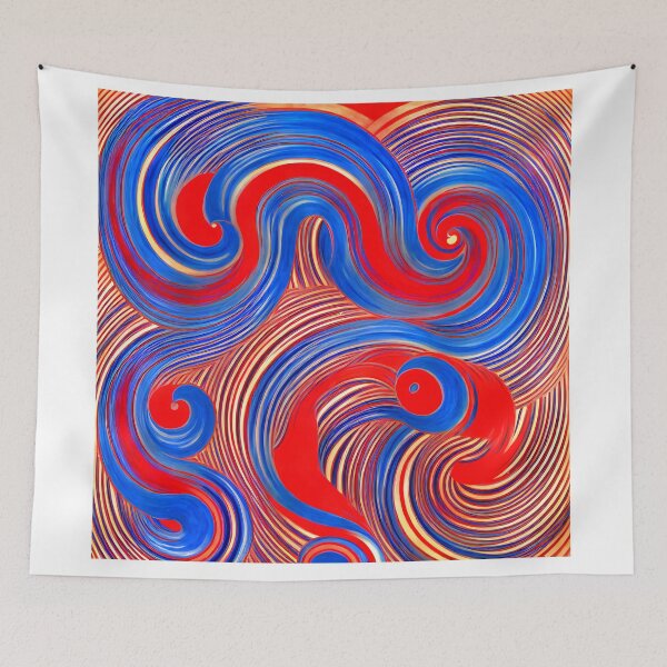 Item preview, Abstract painting of red blue swirls designed and sold by David-Howells.