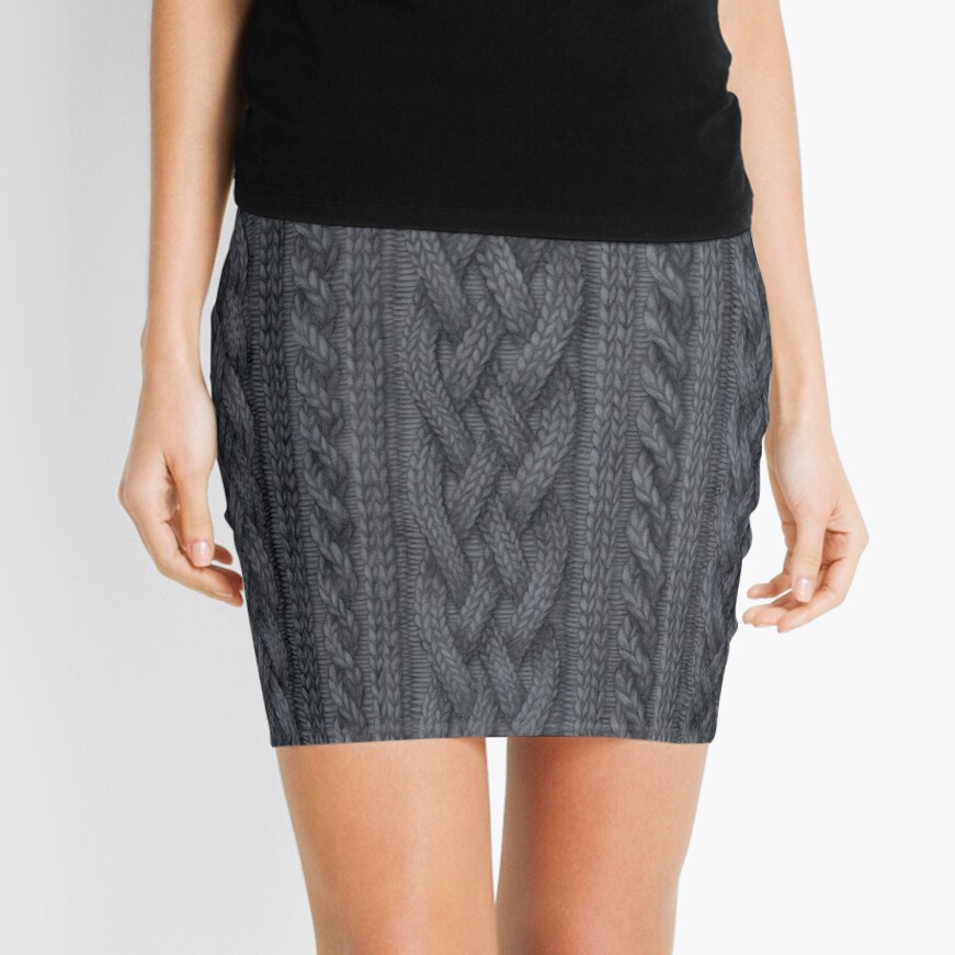 "Charcoal Cable Knit" Mini Skirt for Sale by ZHField Redbubble