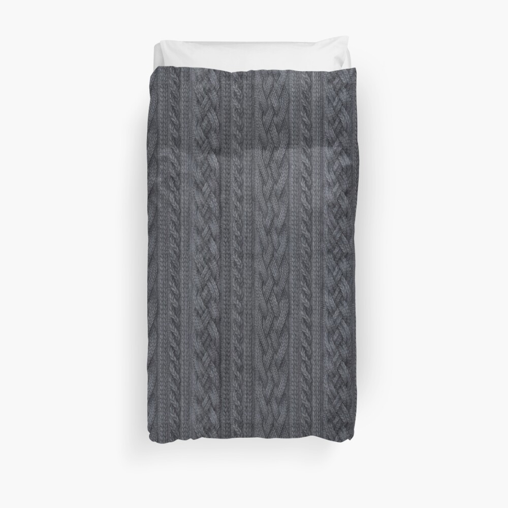 Charcoal Cable Knit Duvet Cover