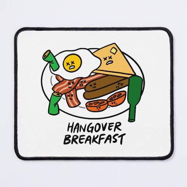 Item preview, Hangover Breakfast (Eggs, Bacon, Sausage, Toast, Tomatoes) on a Plate with Beer Bottles and Cans designed and sold by bonniemamadraws.