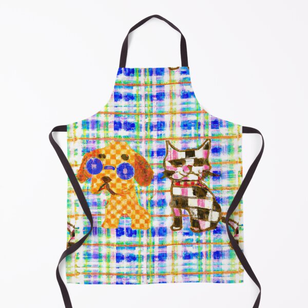Item preview, Gingham Dog and Calico Cat in Painted Cartoon Style (AI Generated Art) designed and sold by Cowboy Folly.