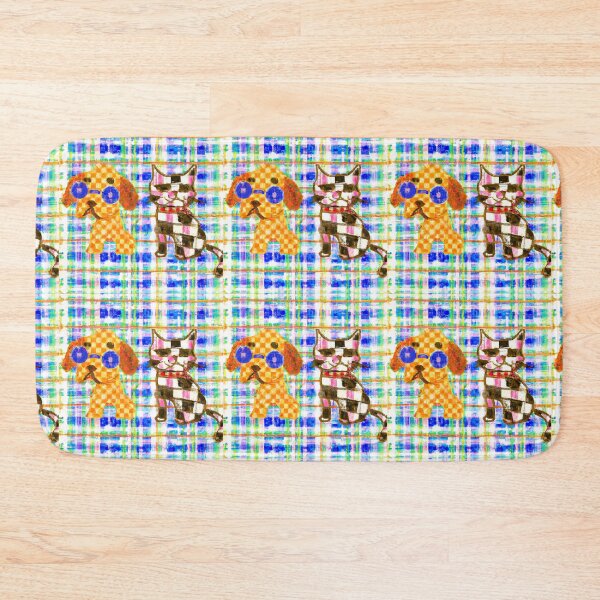 Item preview, Gingham Dog and Calico Cat in Painted Cartoon Style (AI Generated Art) designed and sold by Cowboy Folly.