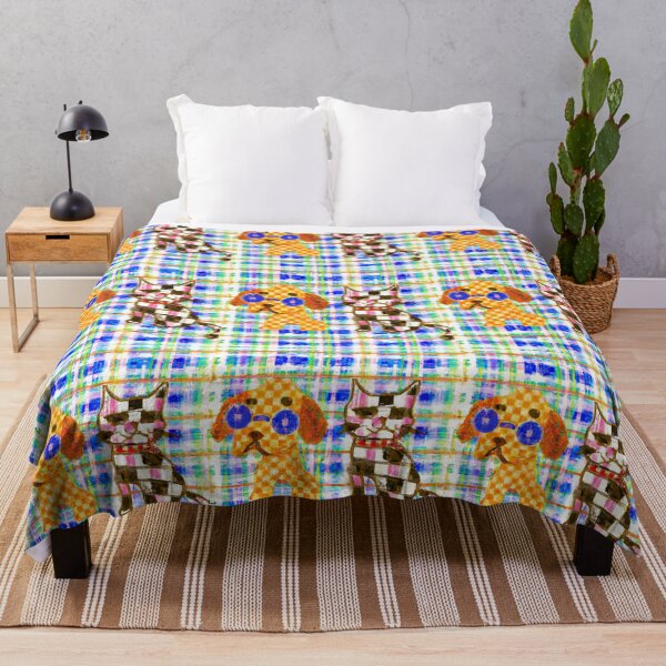 Item preview, Gingham Dog and Calico Cat in Painted Cartoon Style (AI Generated Art) designed and sold by Cowboy Folly.